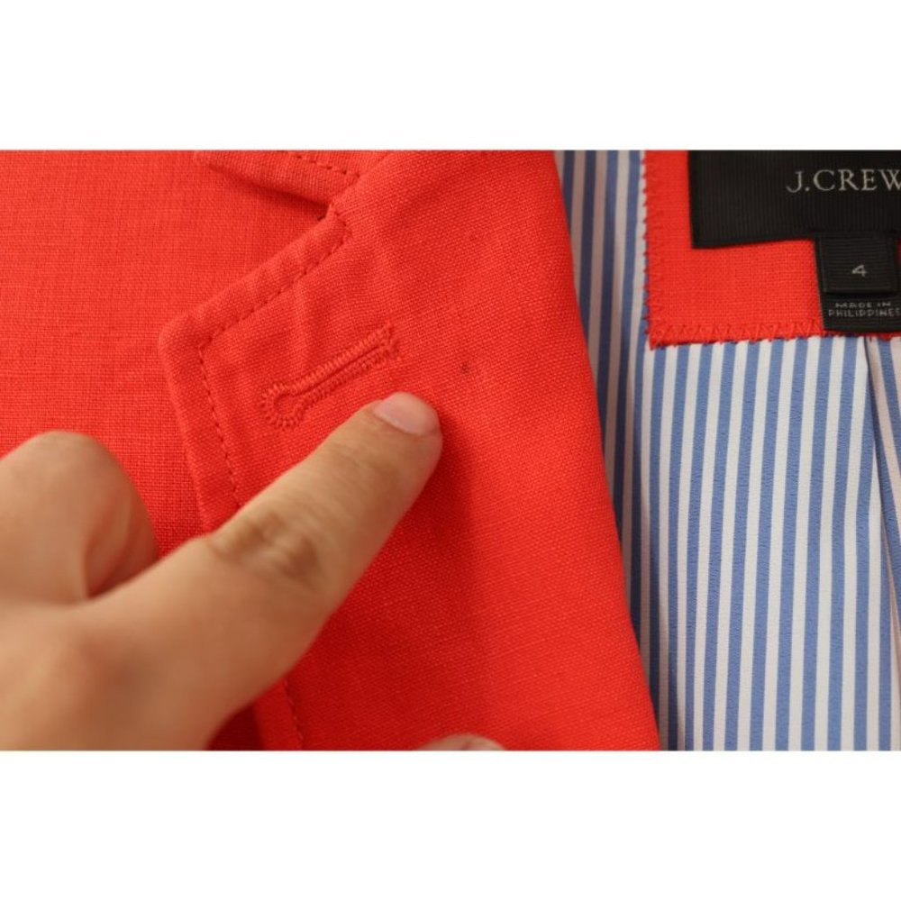 J.CREW blazer Women Size 4 Rhodes Linen Fiery Sunset Gold Buttons jacket - Picture 12 of 15